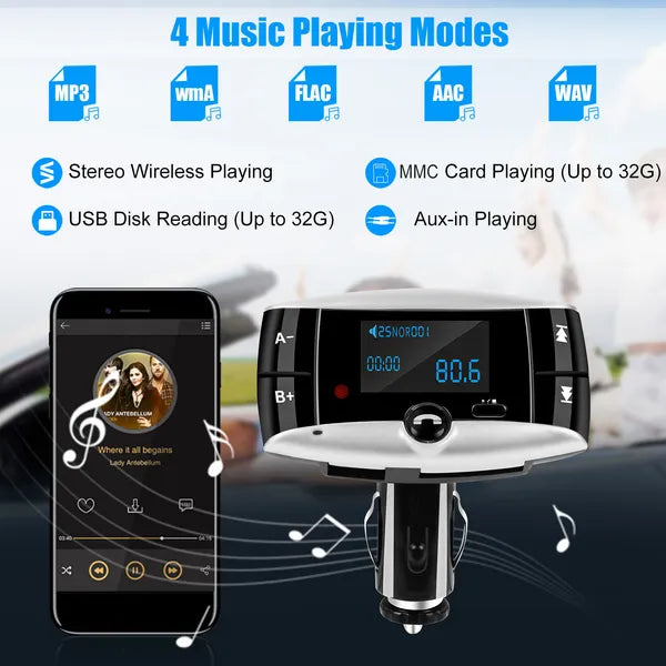 Voiture sans fil FM transmetteur USB Chargeur mains libres Call MP3 lecteur carte SD lecture Aux-in