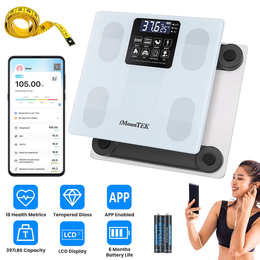 Échelle numérique intelligente pour le poids corporel Haute précision BMI Échelle de poids Composition du corps complet A