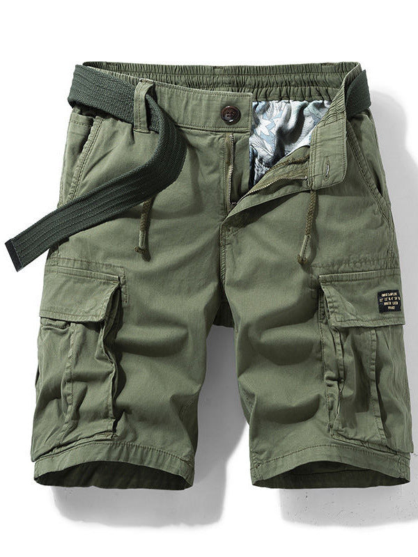 Army Green Cargo Shorts Homme d'été de style japonais Cityboy lourd pantalons occasionnels droite Vi