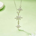 S925 Collier d'étoile de pave argentée Sterling 3-Tier Meteor Pendentif 43cm Platine plaqué GRA Cer
