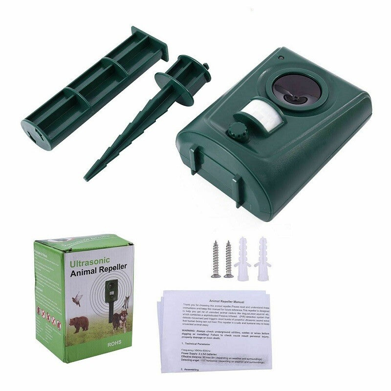 Batterie Ultrasonic Garden Deterrent Repeller Animal Bird Cat Scarer Pest Fox Dog