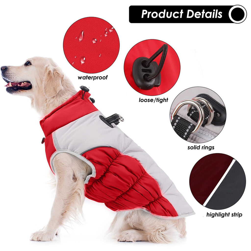 Manteaux pour chiens froids - Cozy imperméable à l'eau Veste de chien d'hiver réversible