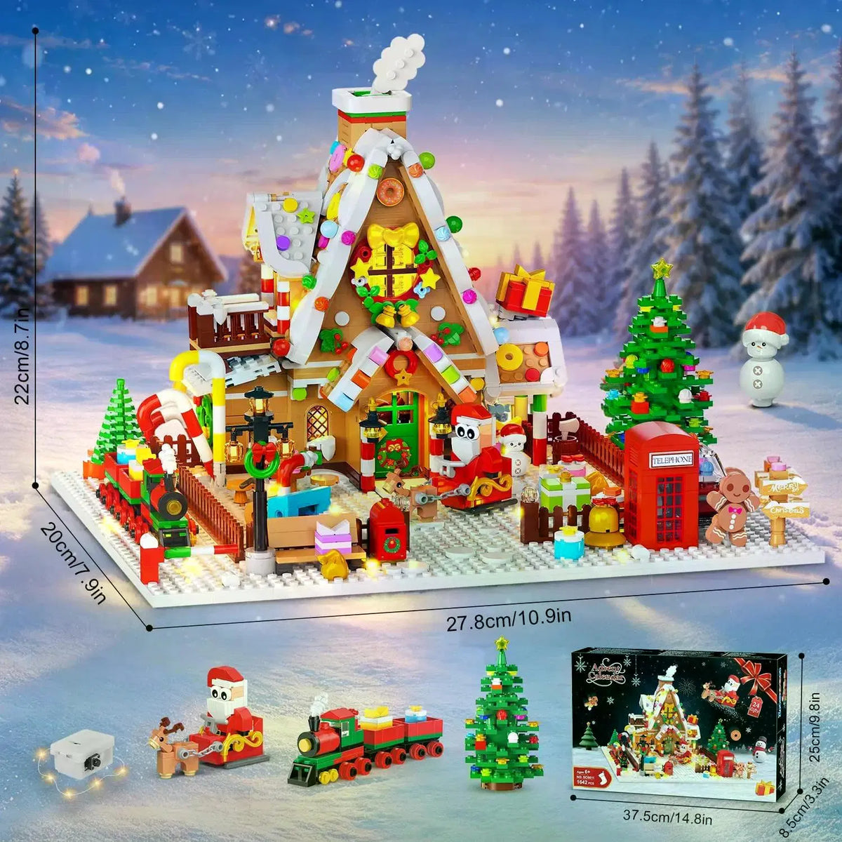 1642-Piece Mini Gingerbread House Calendrier de l'avent
