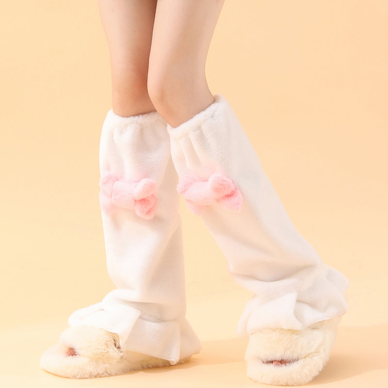 Kawaii Lolita Fuzzy Chaussettes floues avec Bow Cartoon Cosplay jambe chaud sur le genou femmes G