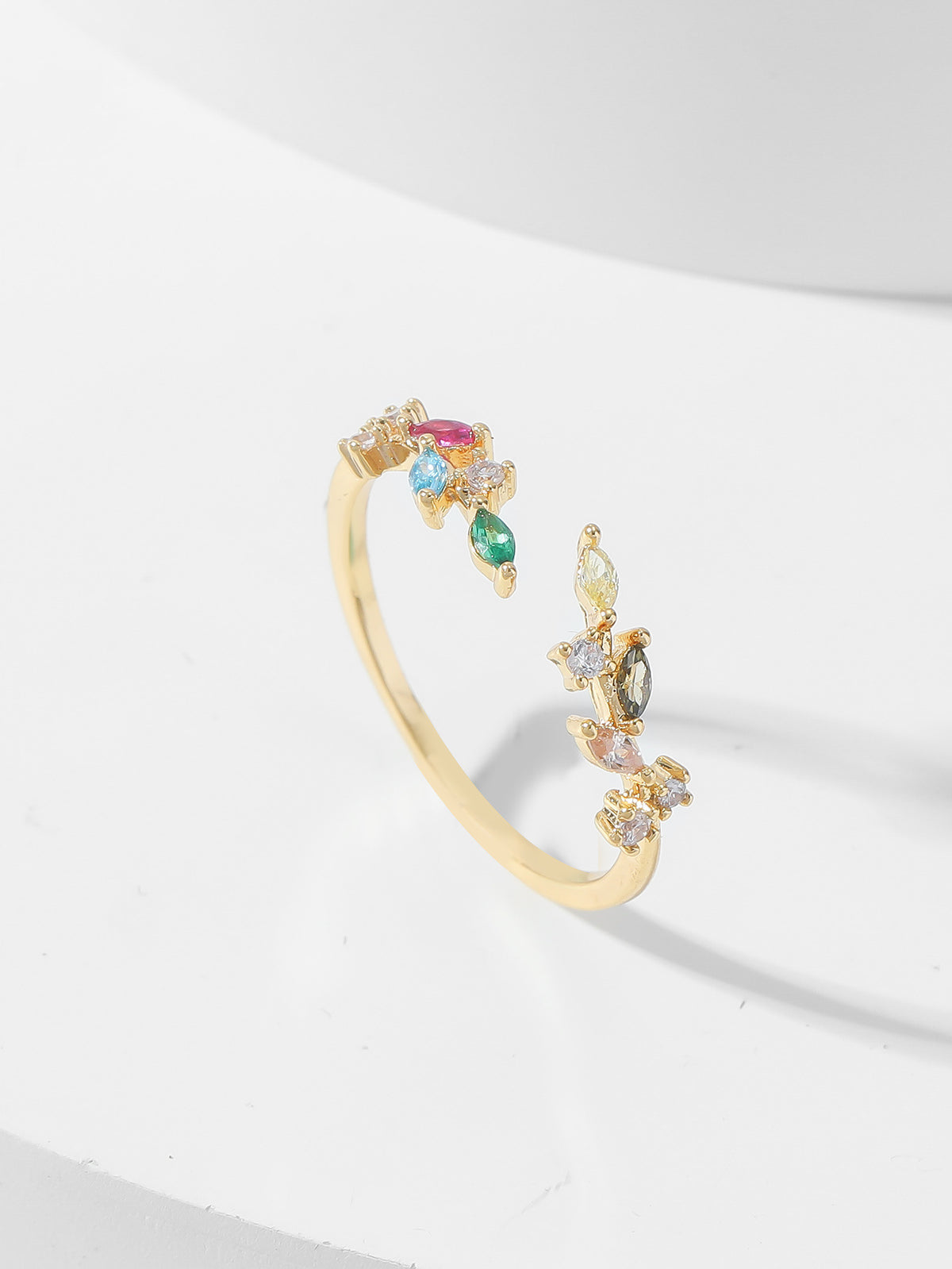 Anneaux de feuille de Zircon colorés européens et américains pour femmes
