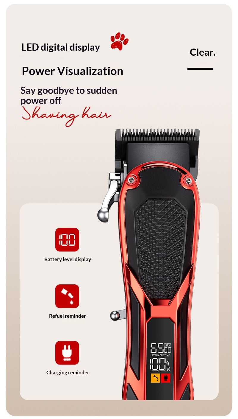 Clipper professionnel haute puissance à faible bruit pour animaux avec affichage de batterie