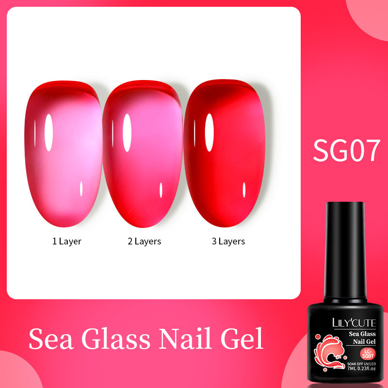 Gel d'ongle transparent sur glace de traitement de la lumière par Jade Amber