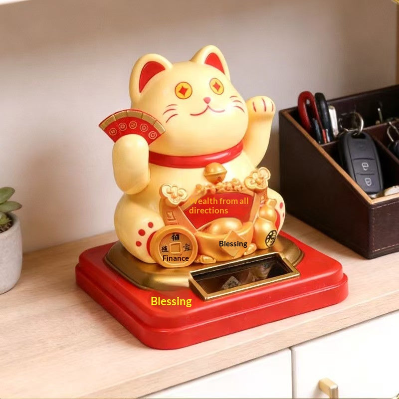 Décoration d'ornement de bureau Fortune Cat à énergie solaire