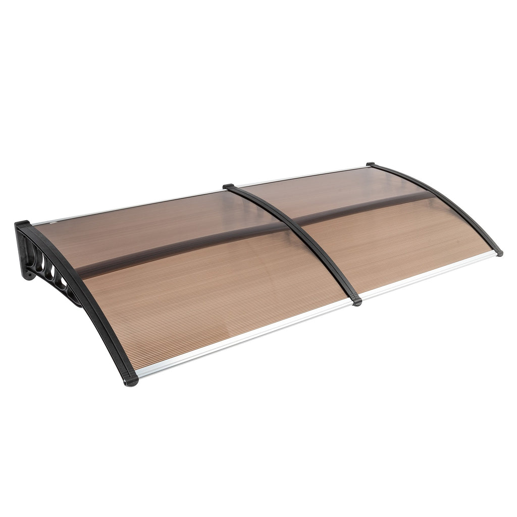 Auvent de porte 80x38in avec panneau en polycarbonate brun et support noir