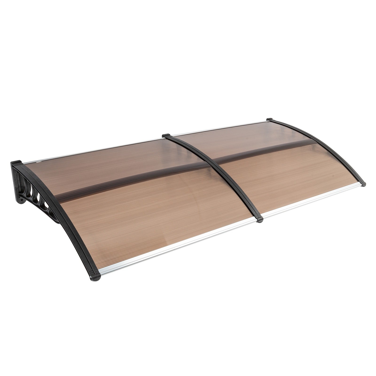 Auvent de porte 80x38in avec panneau en polycarbonate brun et support noir