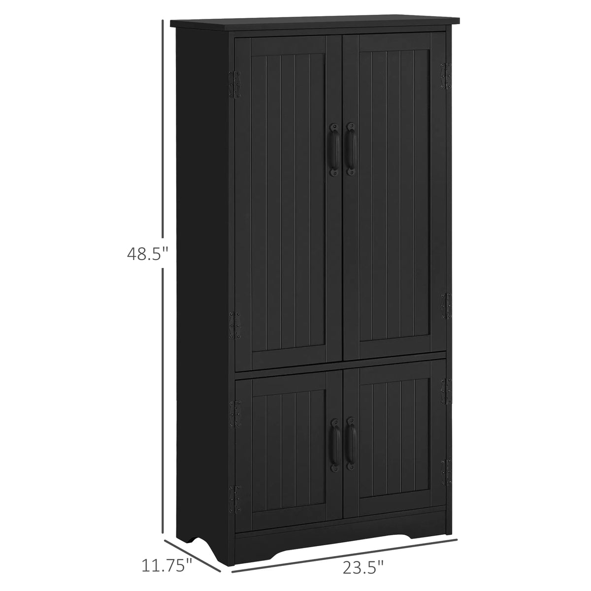Armoire de rangement 4 portes de 48" Multi-Storey Large Space Pantry avec étagères réglables noir