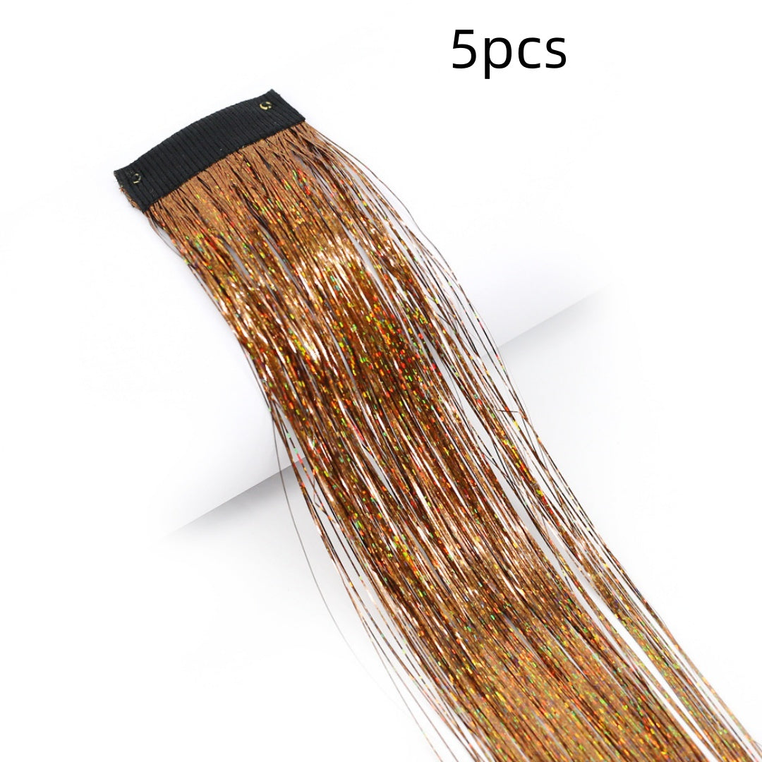 BB Clip-in Golden-Thread Perruque Shimmering Rainbow Extensions de cheveux