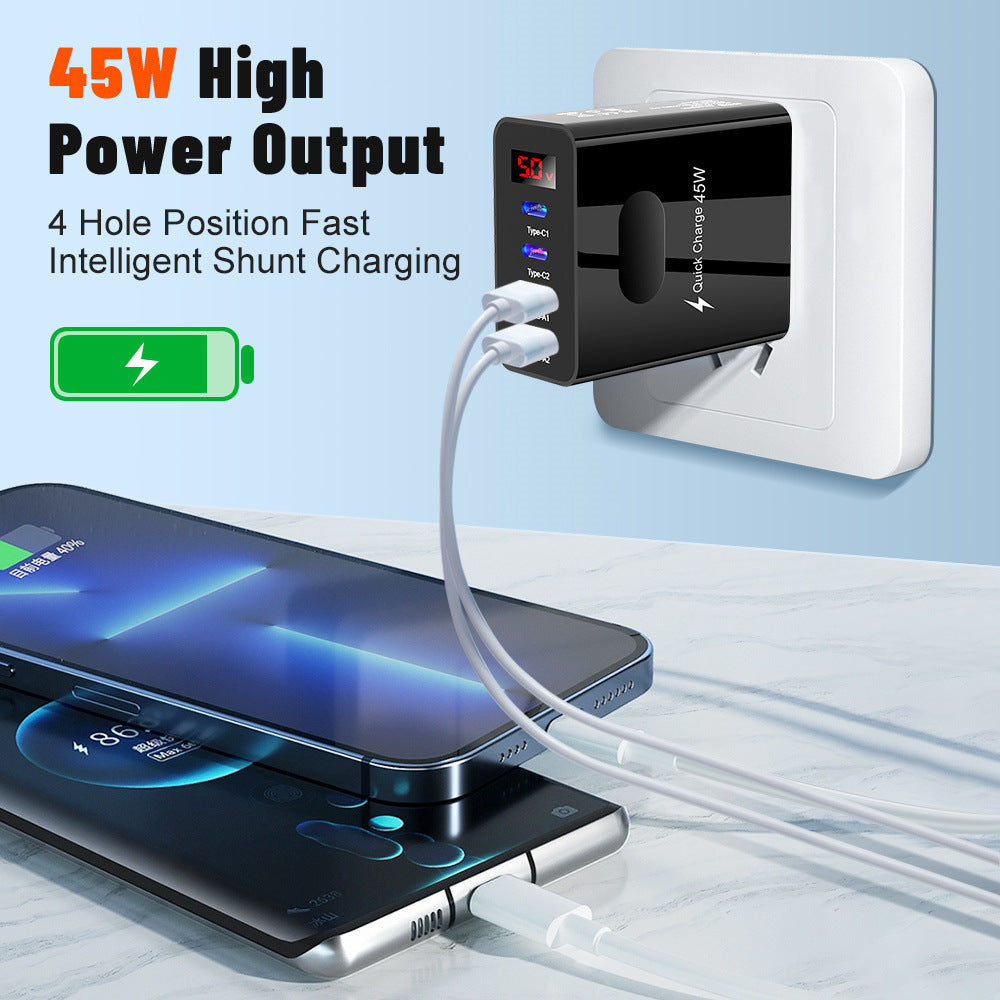 Chargeur de téléphone d'affichage numérique 2USB 2Type-c