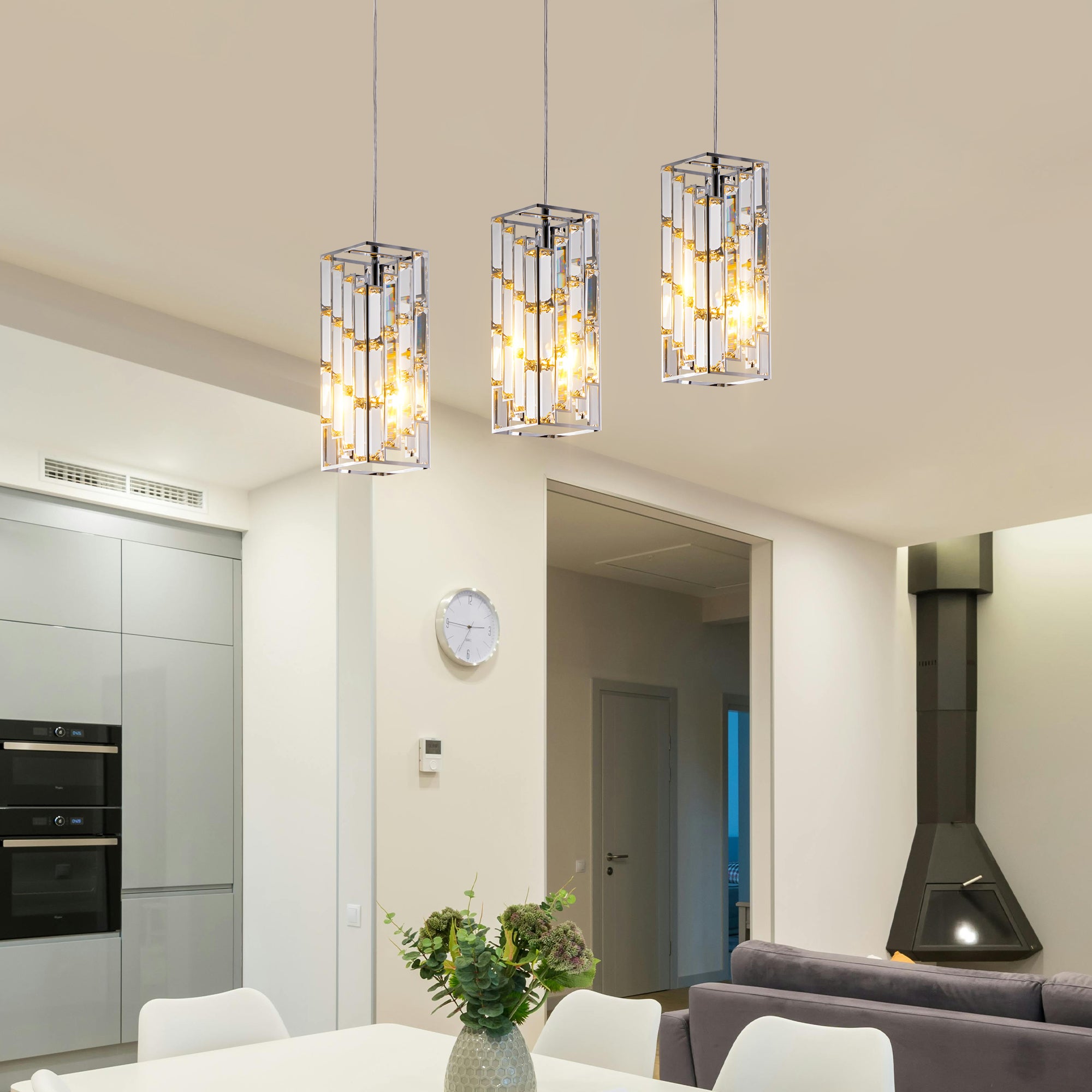 Lampe pendentif en cristal moderne de 4" - 3 paquets