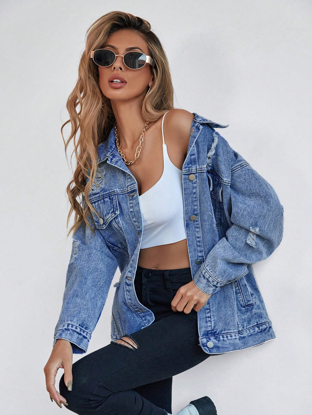 L'Europe et les États-Unis Amazon Commerce extérieur Femmes Denim Coat Mode Denim Veste