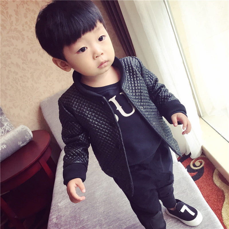 Col rond en cuir bébé PU veste en cuir garçon veste