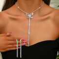 Ensemble de bijoux pour femmes Bow Y-Drop Tassel CZ 2Pcs