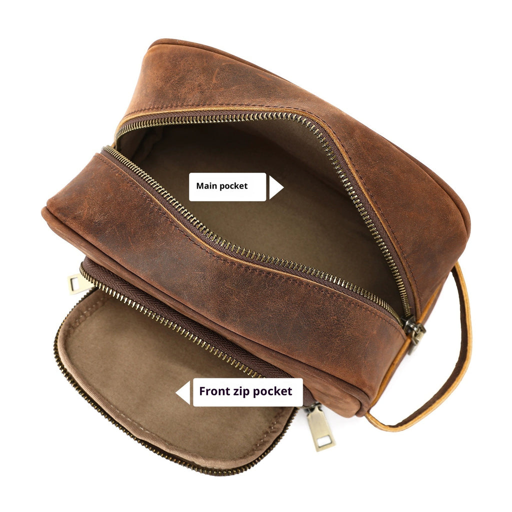 Crazy Horse Leather Retro Neutre Sac à main multifonctionnel