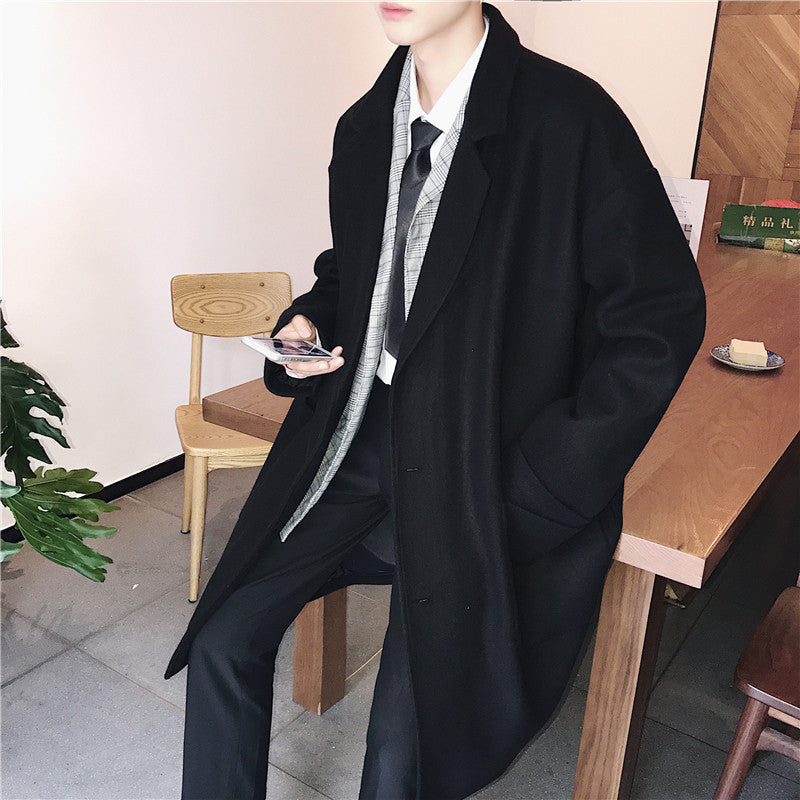 Manteau de laine mi-longueur élégamment chaud casual pour hommes
