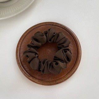 Crème Texture Silky Satin French Black Large Intestine Hair Ring