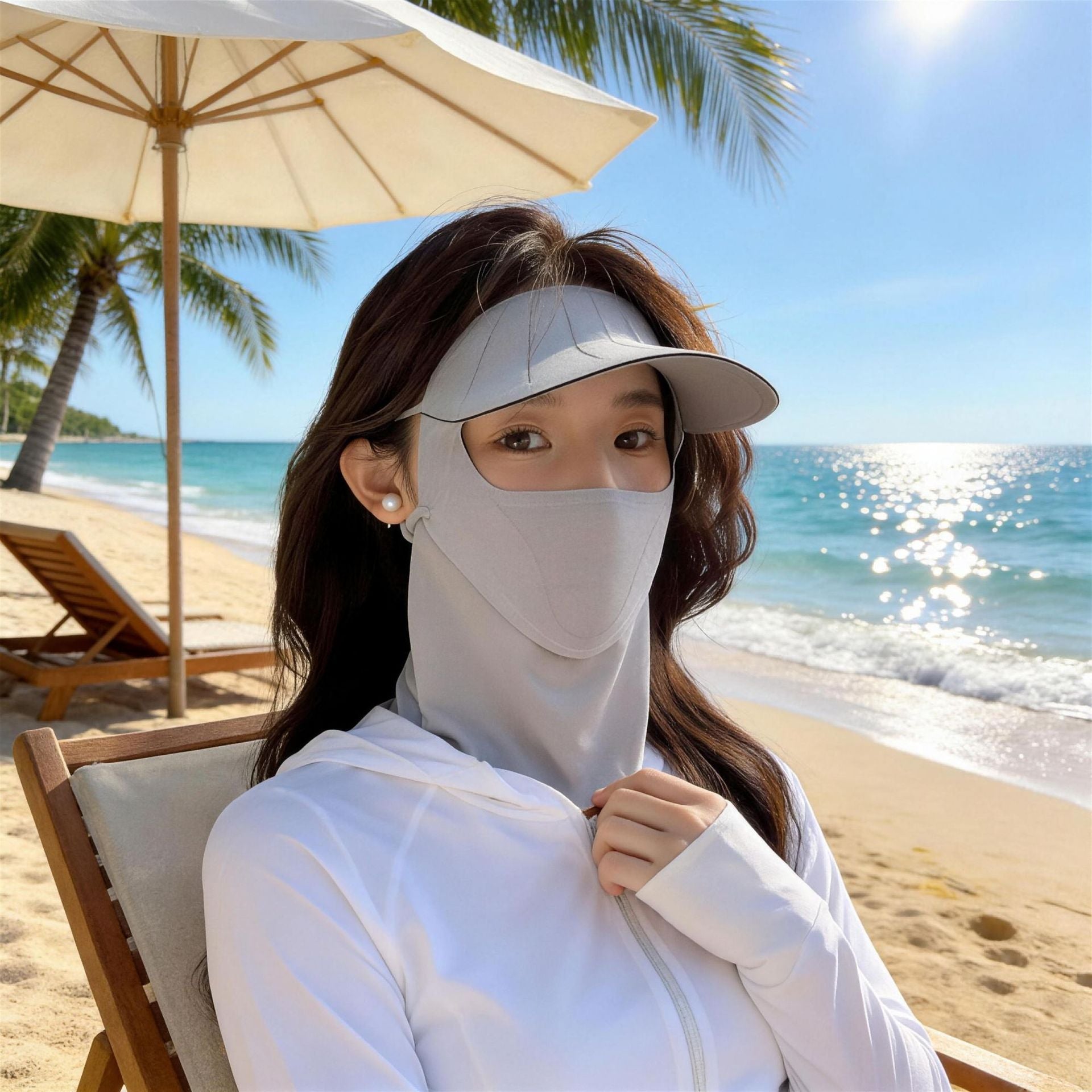 Masque visage protecteur du soleil pour femmes avec une casquette brumeuse