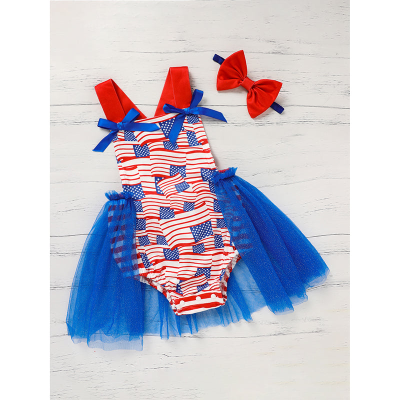 Baby's Independence Day Style Flag Pattern Triangle Bodysuit