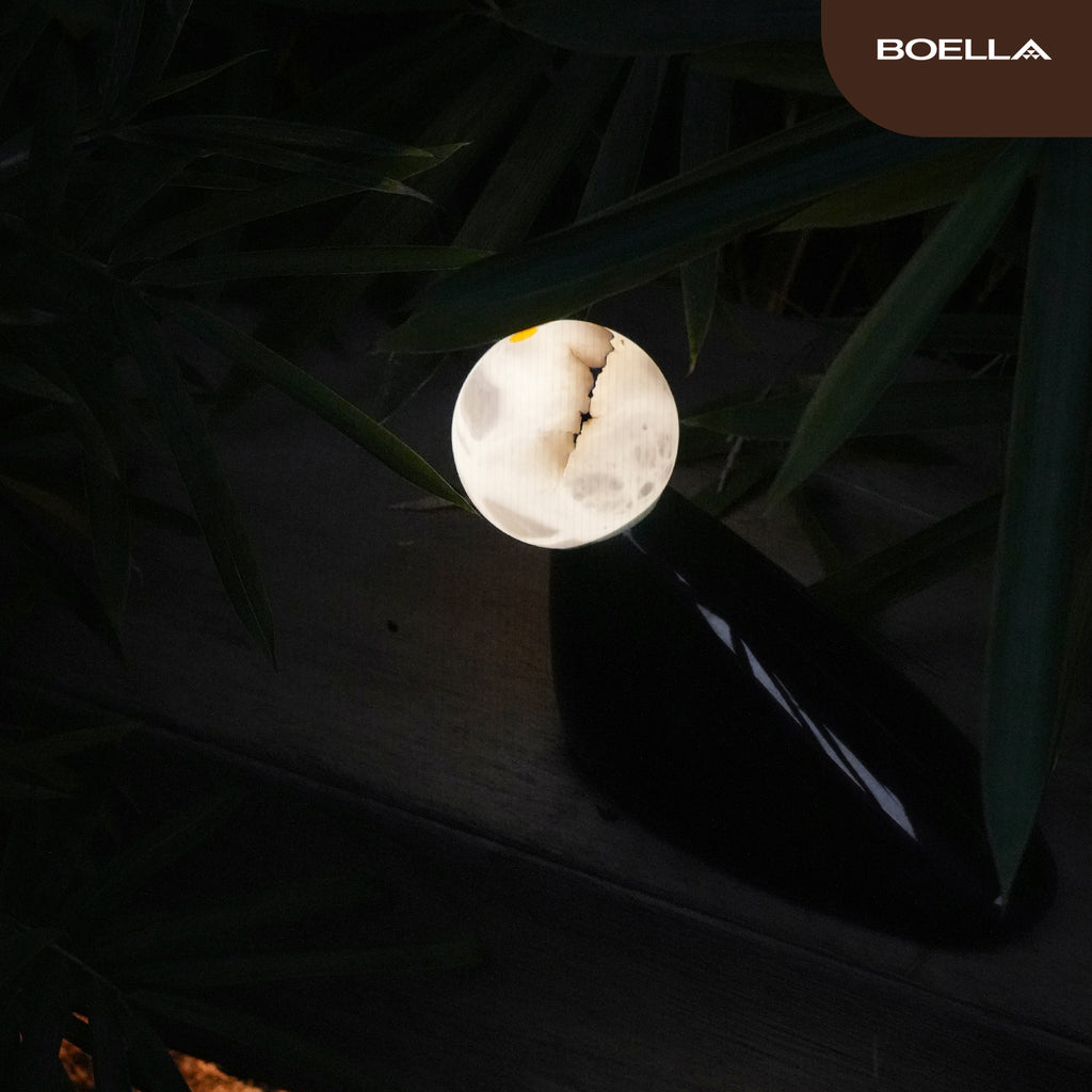 The Waterbird Moon - Lampe en Albâtre et Aluminium de luxe