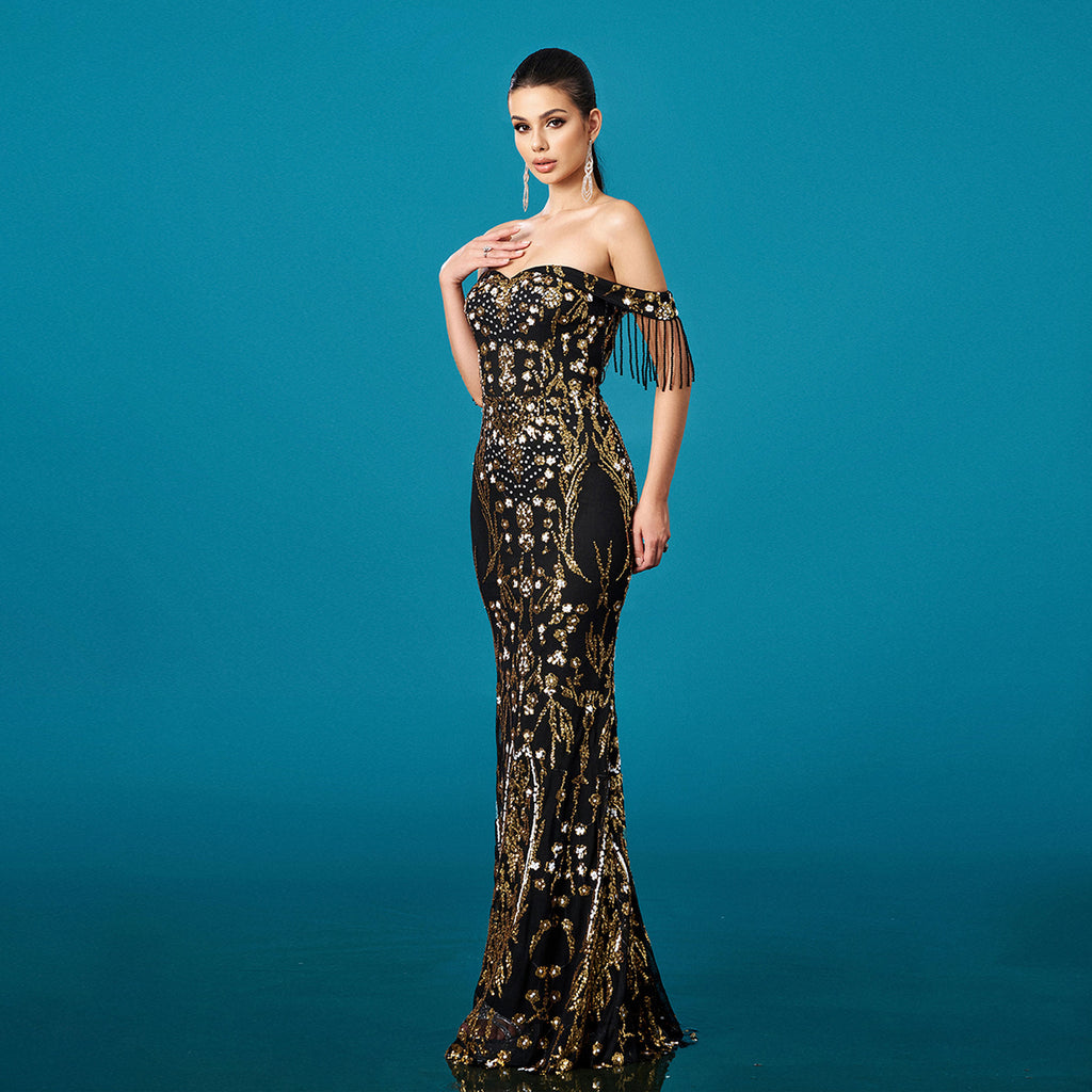 Robe de soirée en queue de poisson cousue pour banquet