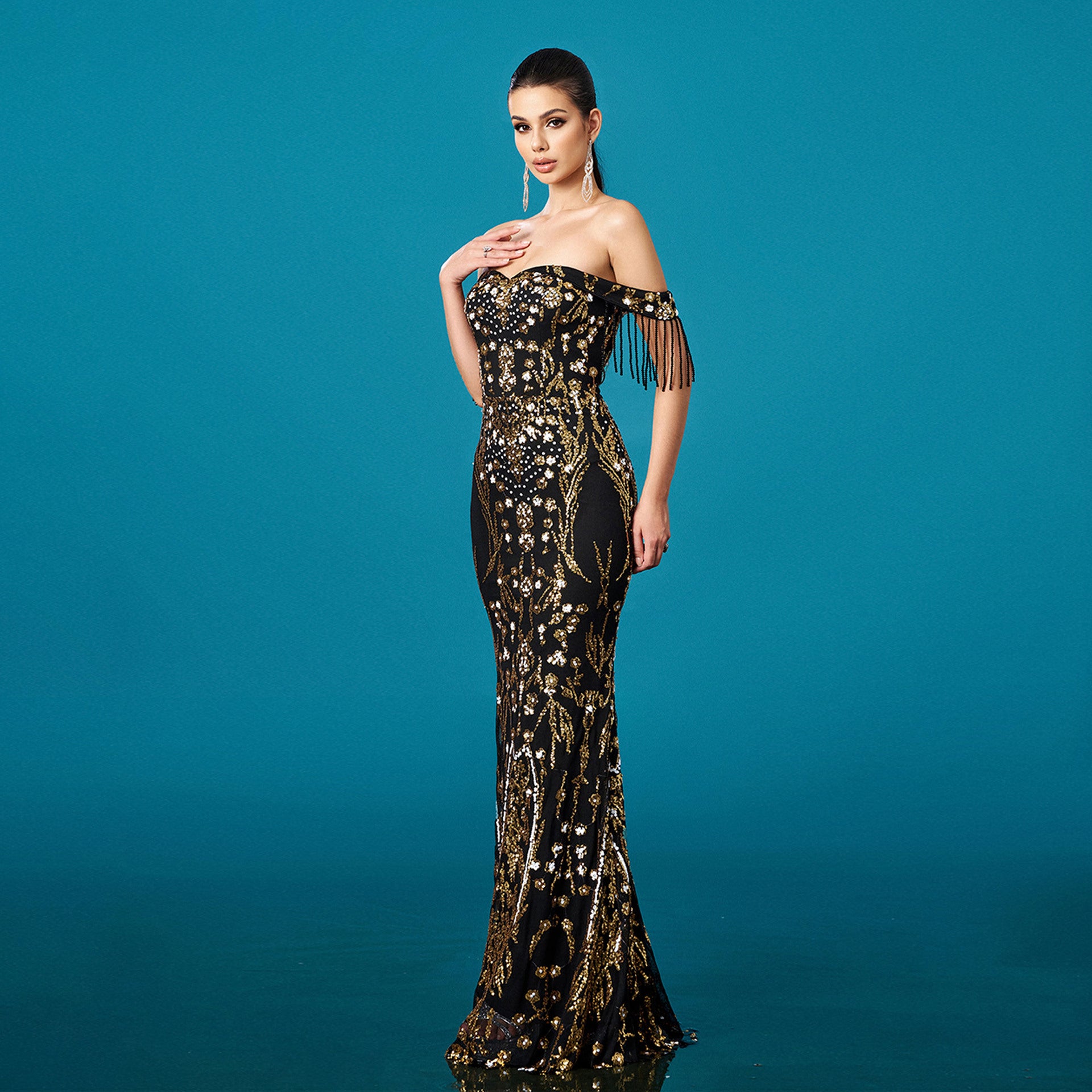 Robe de soirée en queue de poisson cousue pour banquet