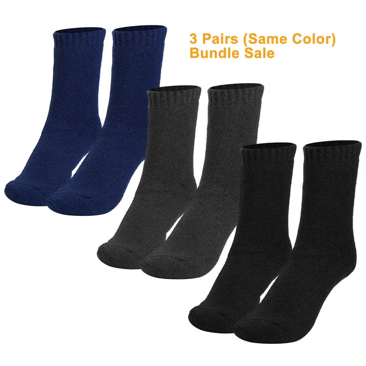 3 Options de couleur -- 3 paires hommes Chaussettes chaudes en laine Soft Cozy Chaussettes thermiques d'hiver pour les hommes