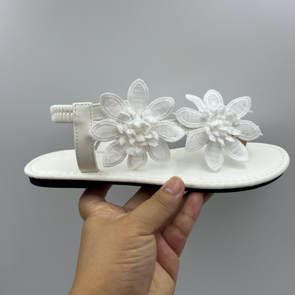 Sandales plates de broderie florale européenne pour femmes