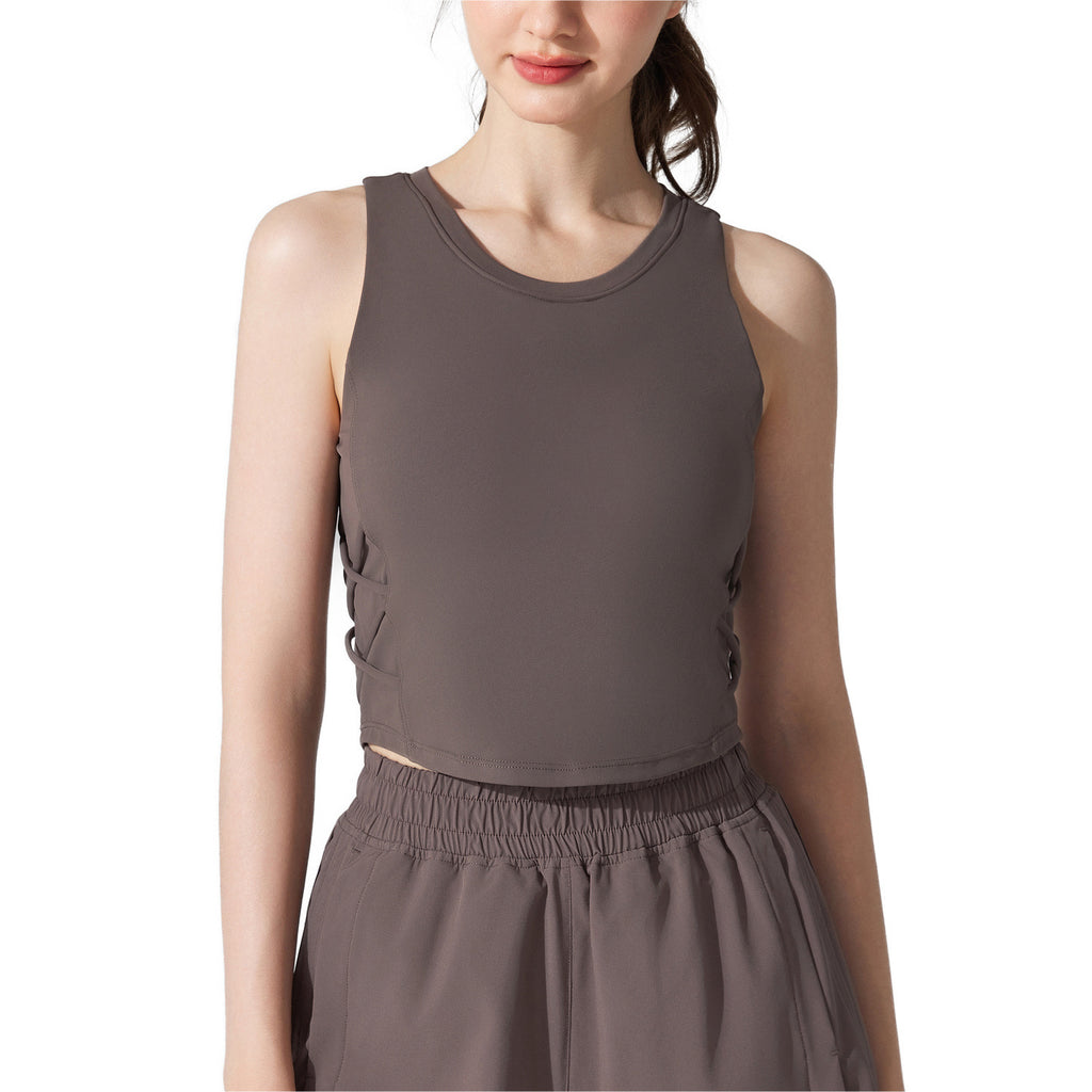 Veste de sport sans manches féminine pour la course et la condition physique avec soutien-gorge intégré