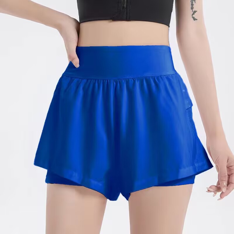 Été anti-brillant haute taille séchage rapide sport short de fitness faux deux-pièces naked Breat