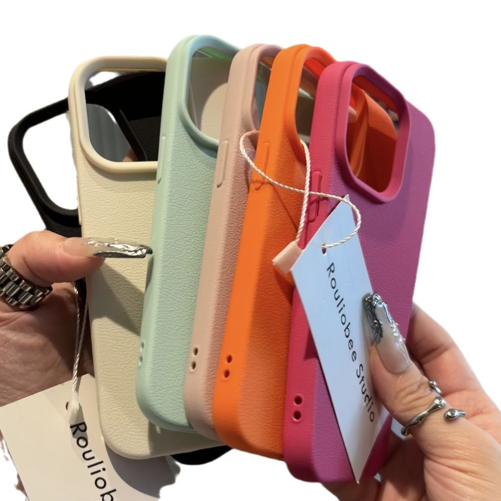 Boîtier de téléphone mat Lychee-pattern couleur solide