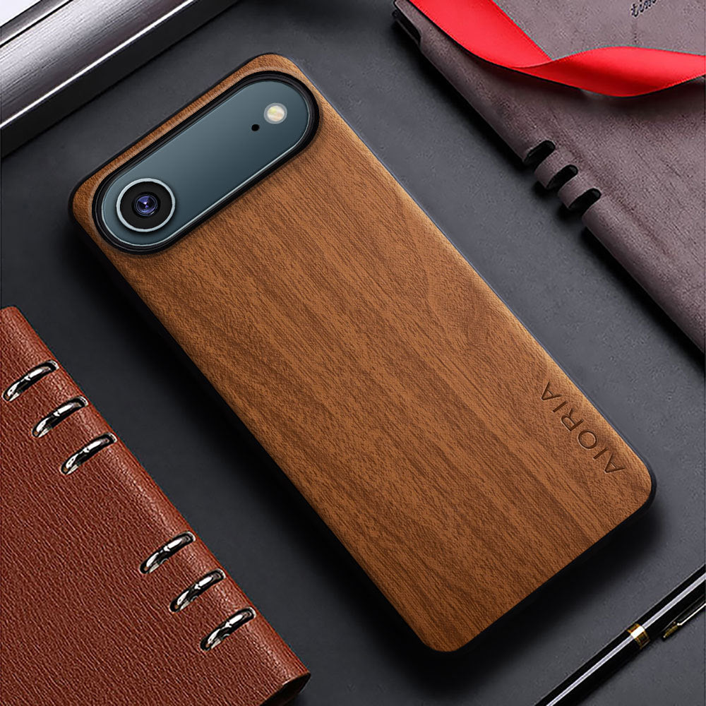 Étui téléphonique à grain de bois, minimaliste