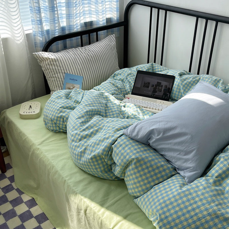 Feuille de lit en coton et couverture de couette Ensemble de quatre pièces