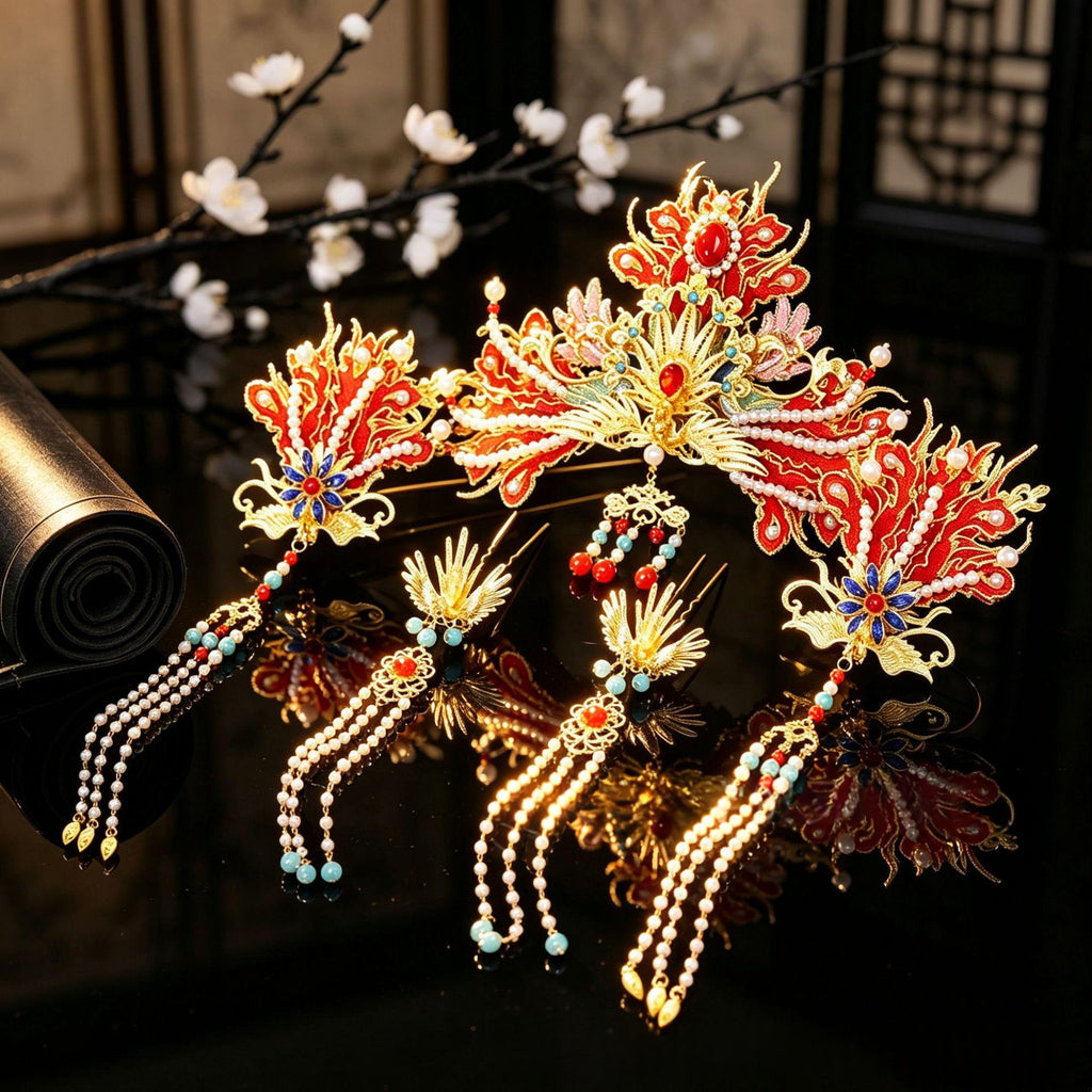 Hanfu mariage coiffure nuptiale mariage cheveux couronne ornement