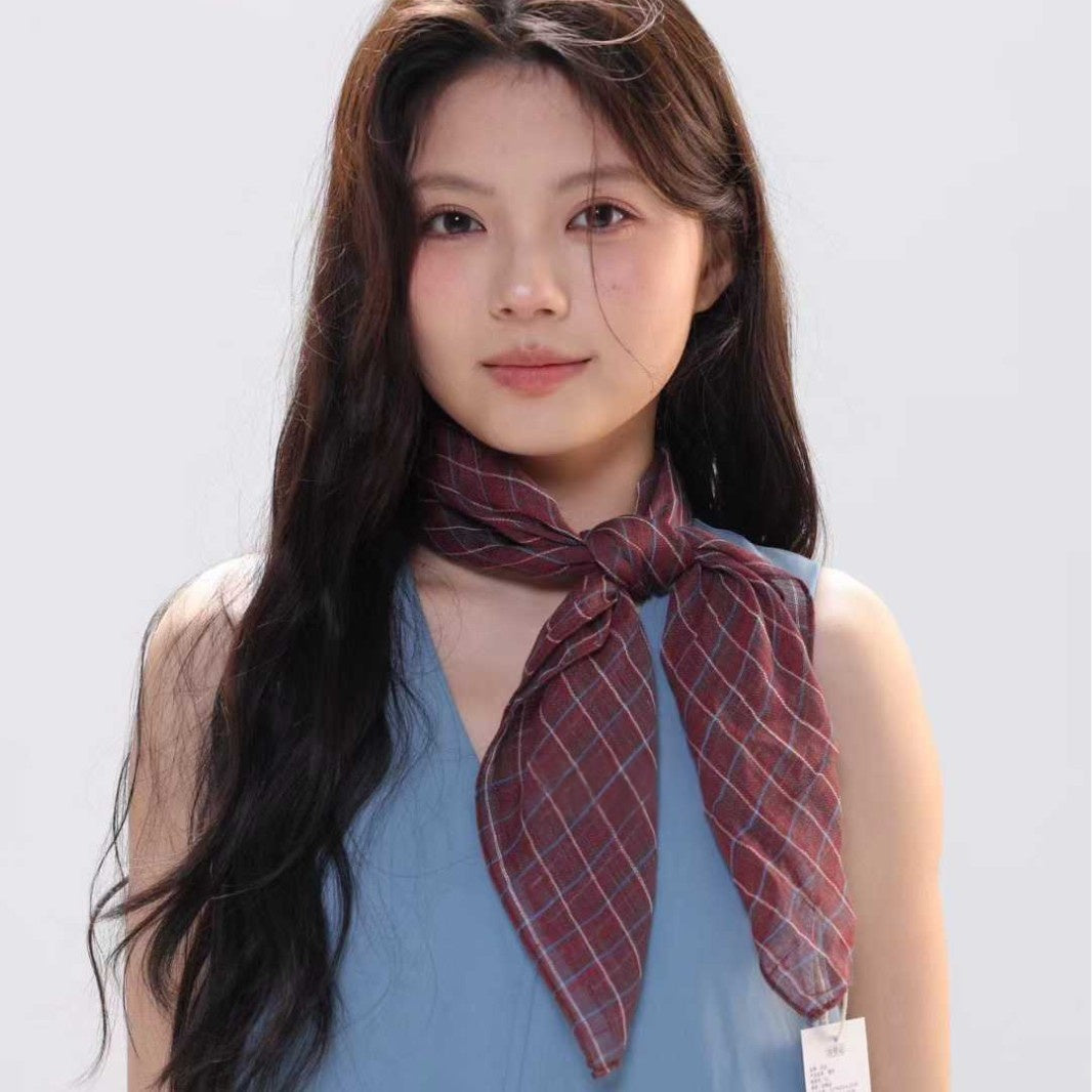 Femmes Retro Plaid Sun-Protective ScarfWaist Scarf