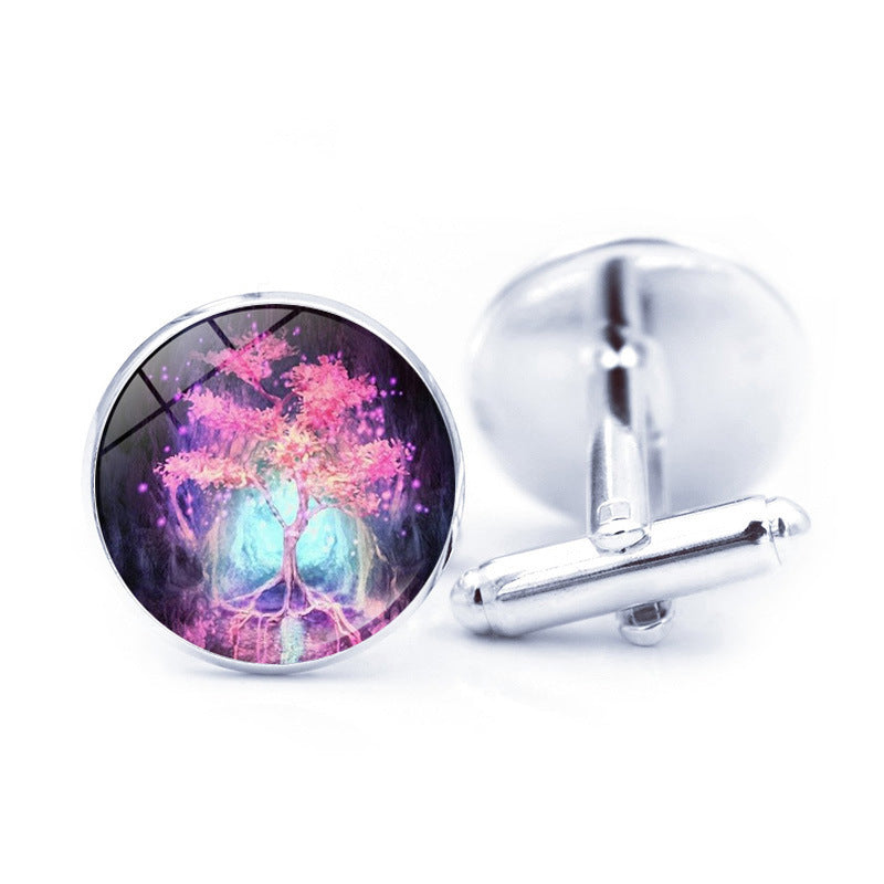 Pierre du temps simple arbre de vie Cufflinks