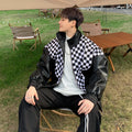 Veste en cuir plaqué noir et blanc PU