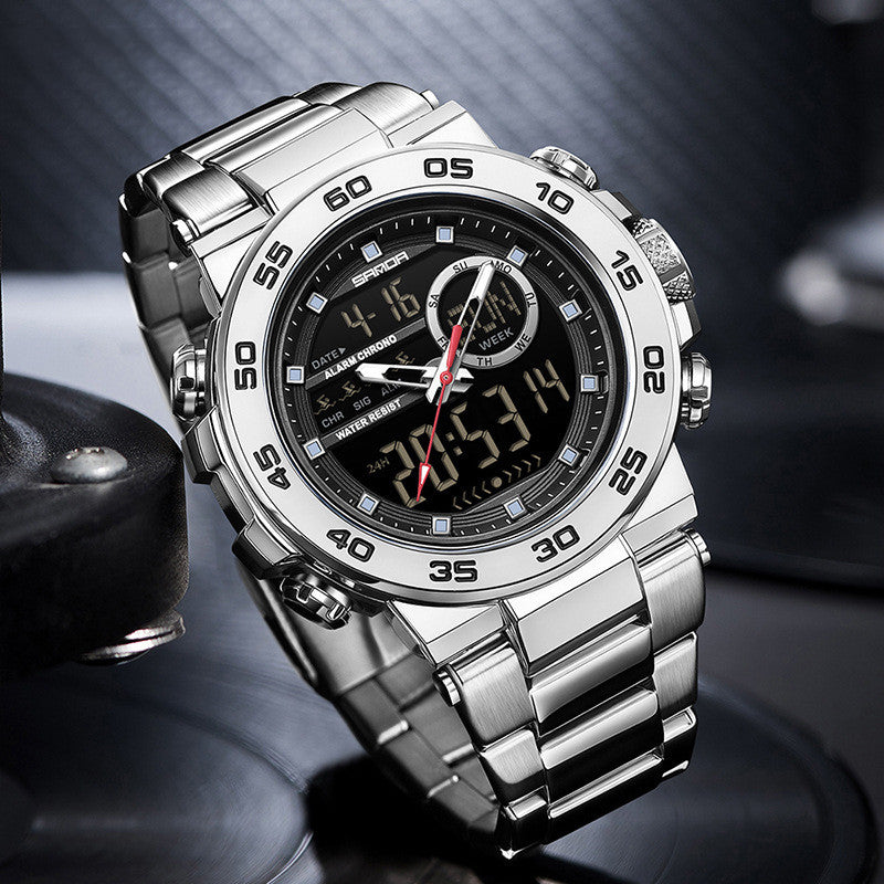 Simple Grand cadran Montre numérique étudiante à trois mains