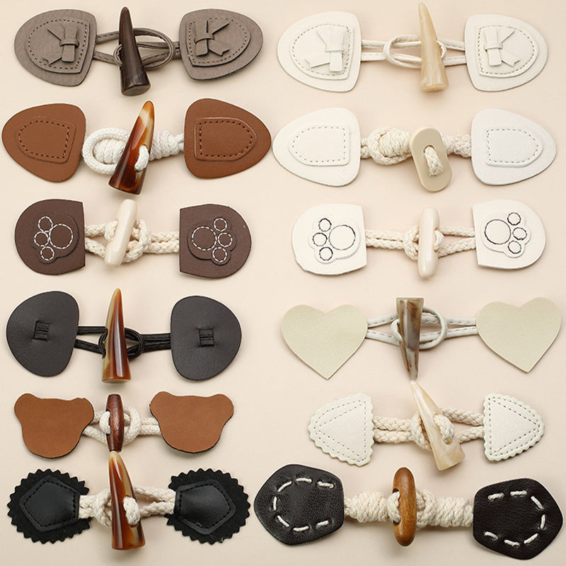 Accessoires de bouton décoratif en cuir véritable boucle de corne