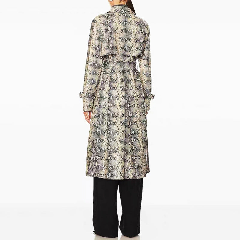 Manteau à tranchée longue en cuir faux