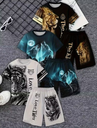 Enfants Vêtements Garçons Manches courtes Col d'équipage T-shirt et shorts 3 pièces