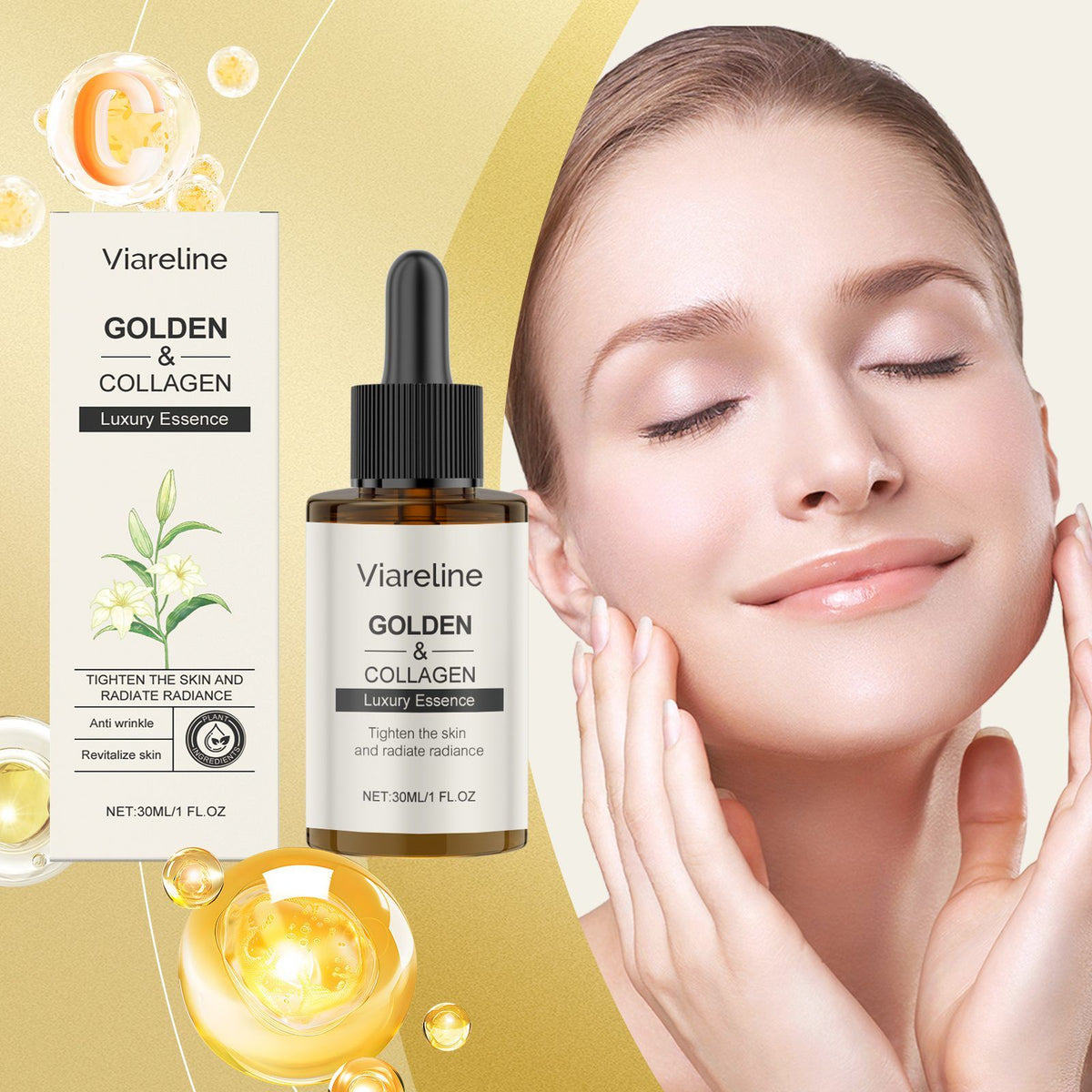 Sérum d'humidité du visage de collagène doré VIARELINE