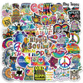 50 Stickers Hippie Cartoon Hippie Ligne de Décoration Personnalisée