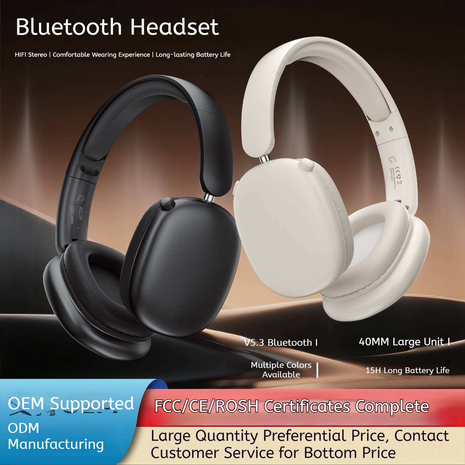 KP-H104 En stock Sur écouteurs Bluetooth haute qualité audio fil de batterie longue durée