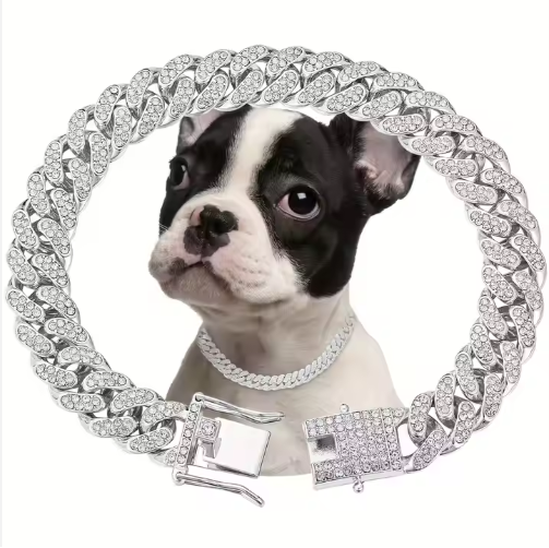 US LOCAL STOCK Hiphoppet Belle vente en alliage de luxe chaîne de chien Sparkling Diamond Secure Me