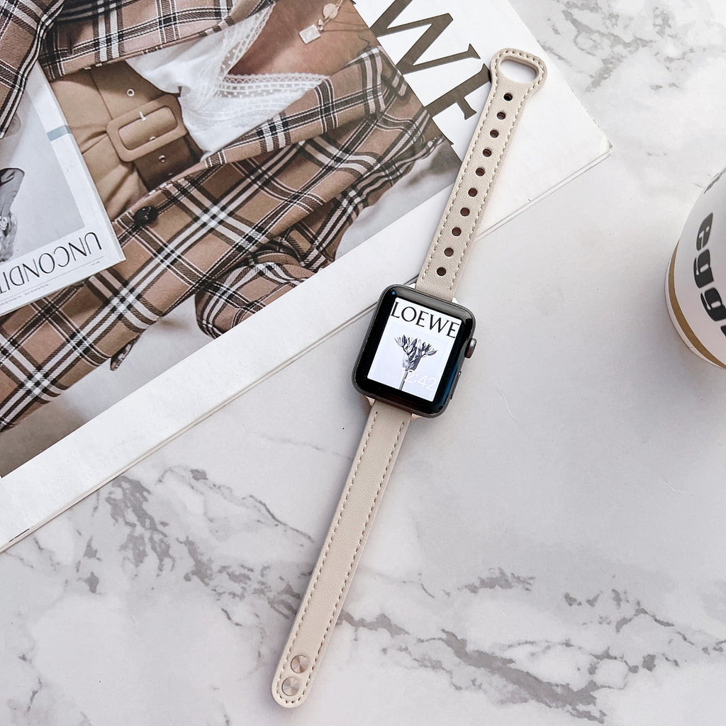 Iwatch7 Petit bracelet en cuir taille barbour Iwatch Iwatch123456se Double ongles mince modèle