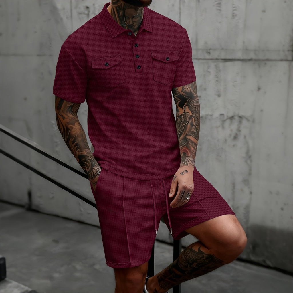 Ensemble de mode casual gaffle-weave homme